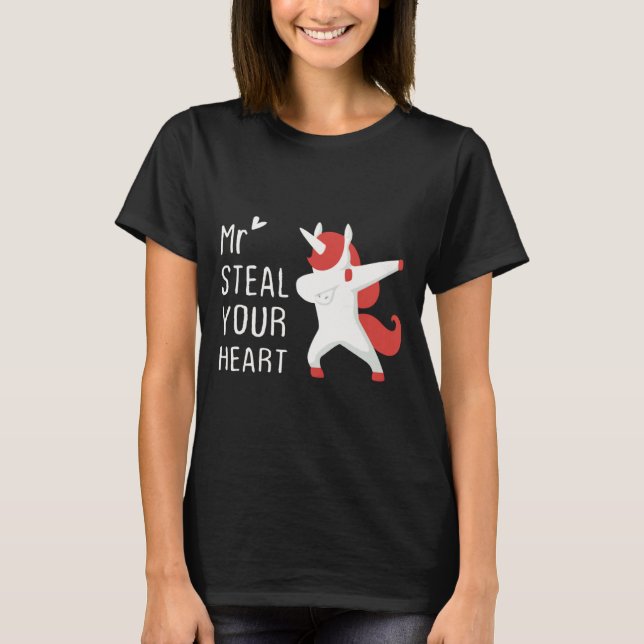 Mr Steal Your Heart Valentines Day V Day Boys Unic T Shirt (Framsida)