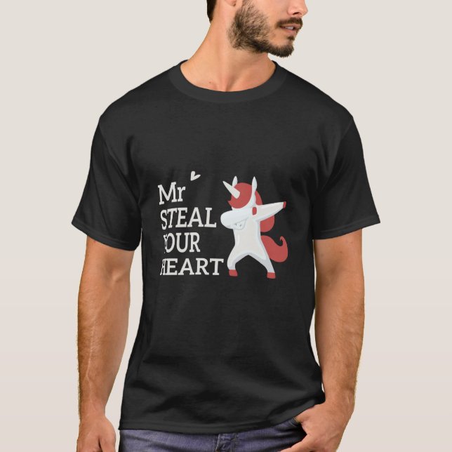 Mr Steal Your Heart Valentines Day V Day Boys unic T Shirt (Framsida)