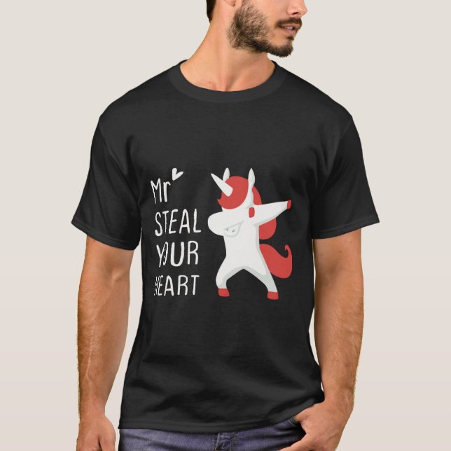 Mr Steal Your Heart Valentines Day V Day Boys Unic T Shirt (Framsida)