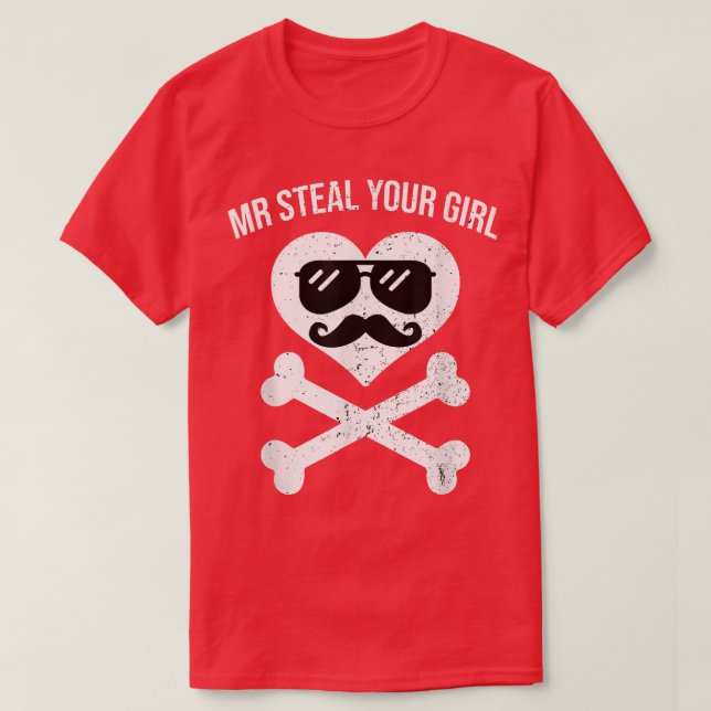 Mr. stjäla din tjej Skeleton Bones Valentines day  T Shirt (Design framsida)