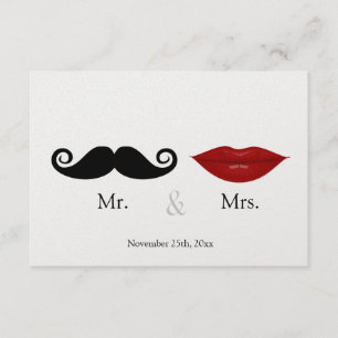 Mr & the Mrs (Läppar och Stache) Bröllop OSA Kort