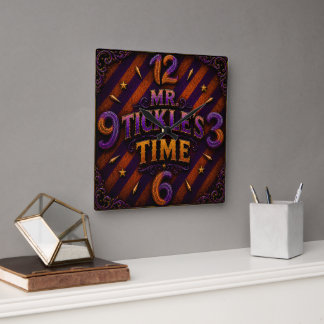 Mr. Tickler wall clock./super villain clock Fyrkantig Klocka