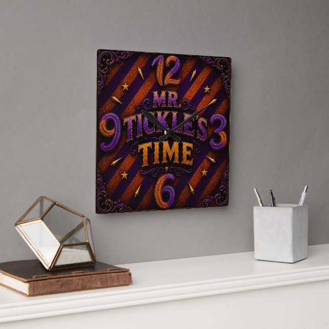Mr. Tickler wall clock./super villain clock Fyrkantig Klocka (Kontor)