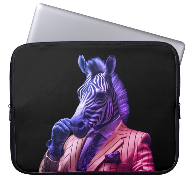 Mr. Zebra on a 15" Neoprene Laptop Electronics Bag Fodral (Framsidan)