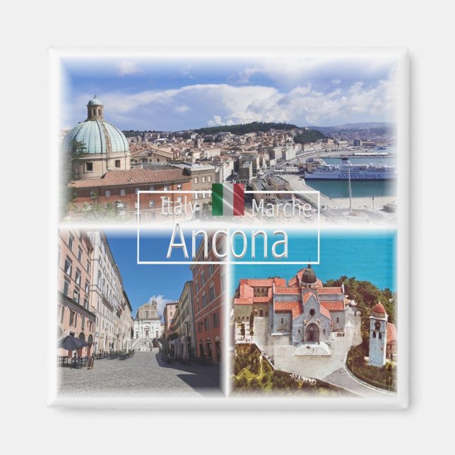 MRC027 ANCONA harbor panorama, San Ciro, Fridge Magnet (Framsidan)