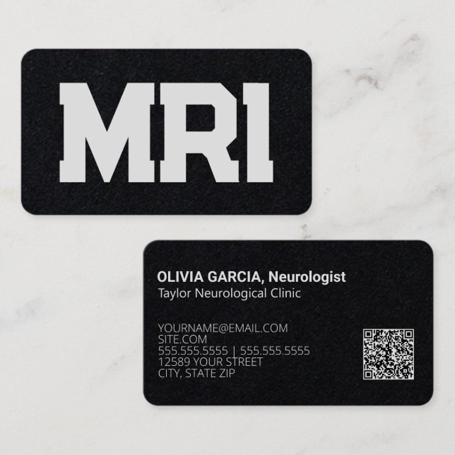 MRI Neurology Anpassningsbar QR Visitkort (Fram/baksida)