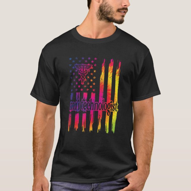 Mri Tech Magnetic Resonance Imaging Tech US Flagga T Shirt (Framsida)