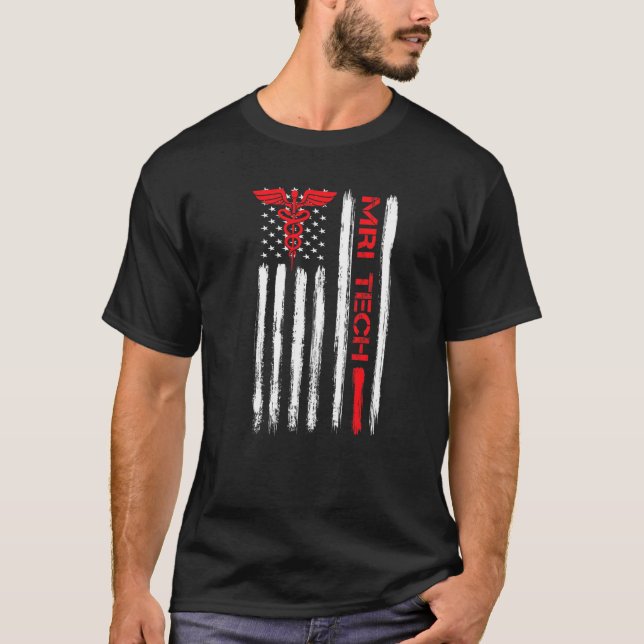 Mri Technolog American Flagga Xray Radiologic Rad T Shirt (Framsida)