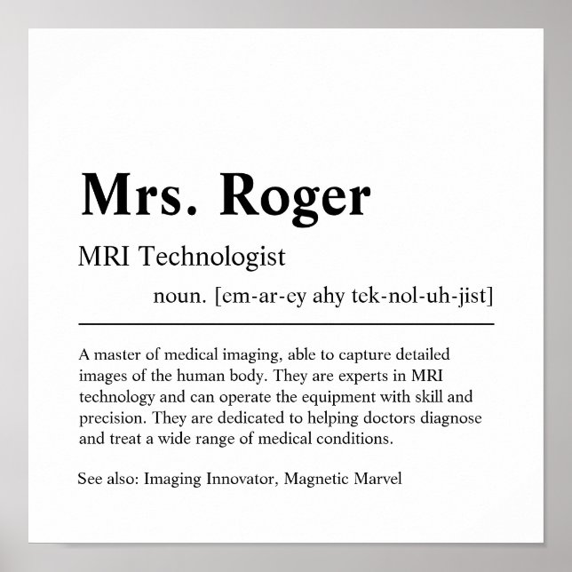 MRI Technolog Personlig Gift Poster (Framsidan)