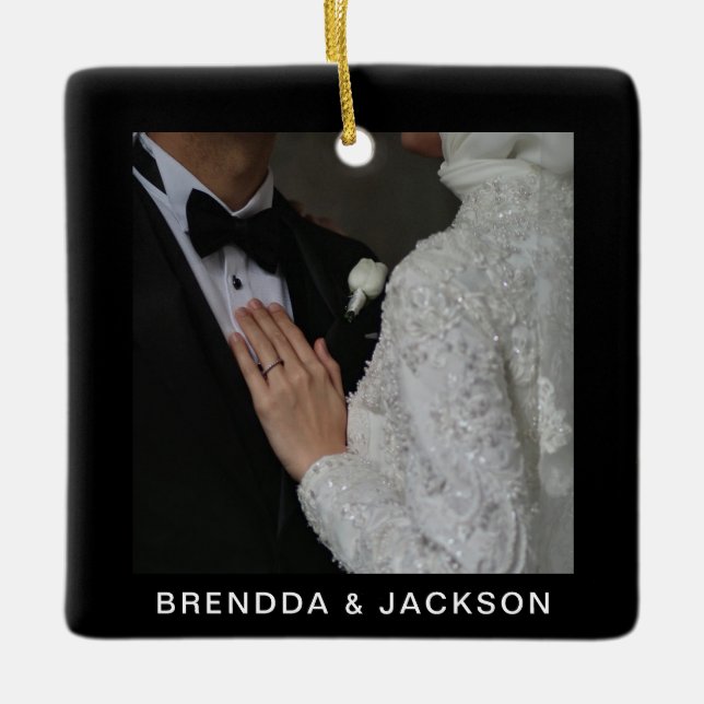 Mrs 1 Photo Collage Första julen Julgransprydnad Keramik (Framsida)