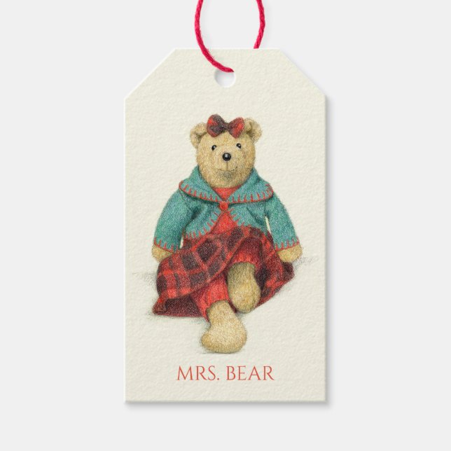MRS. BEAR presentkortsetiketter Presentetikett (Framsidan)