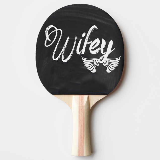 Mrs Biker honeymoon chalkboard wifey Pingisracket (Framsidan)