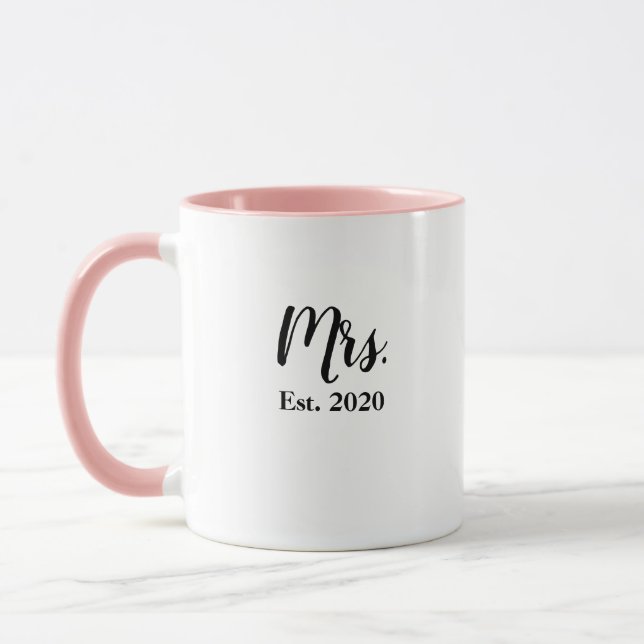 Mrs Brud Established 2020 Bröllops Mugg (Vänster)