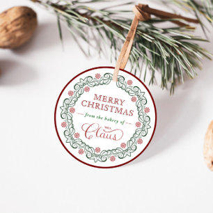 Mrs Claus' Bakery-Helgdag Treat Gåvor Etiketter
