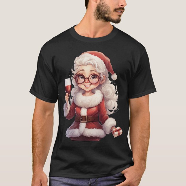 Mrs Claus Cheers jul T Shirt (Framsida)