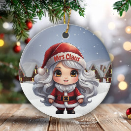 Mrs Claus Female Character Girly Gift for Woman 🤶 Julgransprydnad Keramik