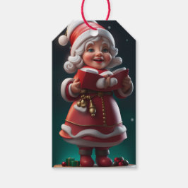 Mrs Claus Figur Julpresent Gift Tag Presentetikett