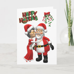 Mrs Claus kysser julkort Helgkort