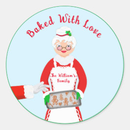 Mrs. Claus pepparkakor bakade med kärlek Runt Klistermärke