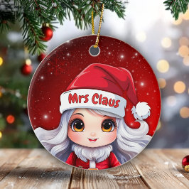 Mrs. Claus profilbild med fantasifullt snöfall 🤶� Julgransprydnad Keramik