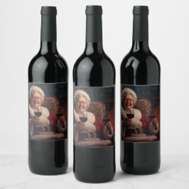 Mrs Claus Wine Bottle Label Vinflaska Etikett