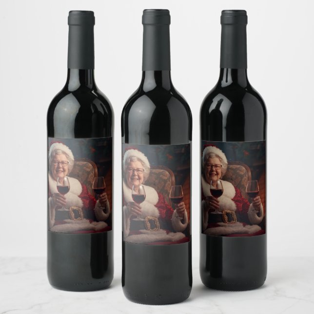 Mrs Claus Wine Bottle Label Vinflaska Etikett (Flaskor)
