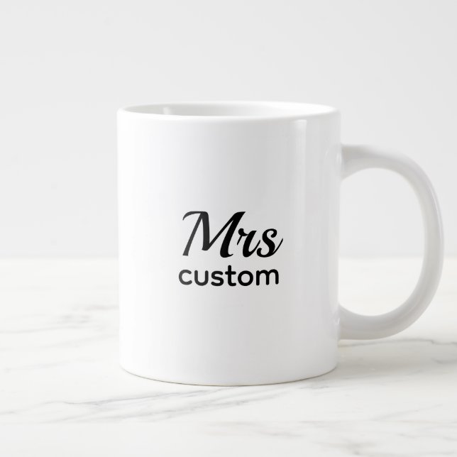 Mrs Custom Personalized Name Mug–Classic Minimalis Jumbo Mugg (Höger)