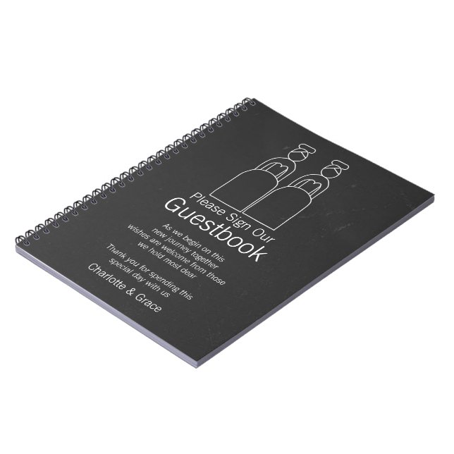 Mrs Doodle Lesbisk Brides Guestbook Anteckningsbok Med Spiral (Vänstra Sidan)