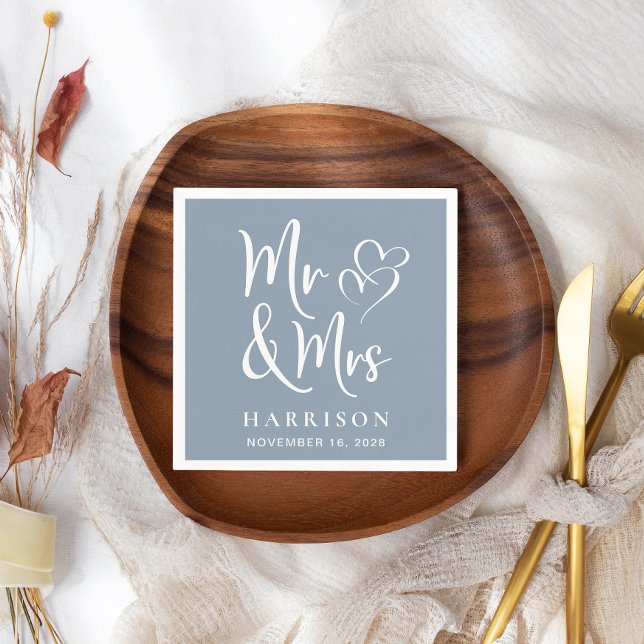 Mrs Dusty Blue Wedding Reception Pappersservett (Skapare uppladdad)