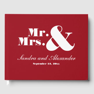 Mrs Elegant Modern Minimum Classic Red bröllop Gästböcker