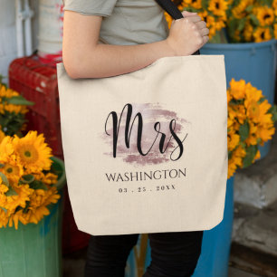 Mrs Elegant Script Ro Guld Bröllop Monogram Tygkasse
