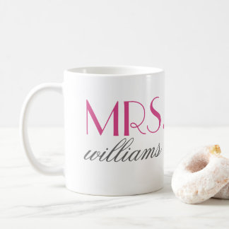 Mrs Elegant Shock rosa Personlig Bröllop Monogram Kaffemugg