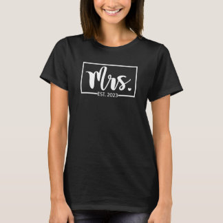Mrs Est. 2023 Bride Maka Ny gifta Bröllop Gif T Shirt