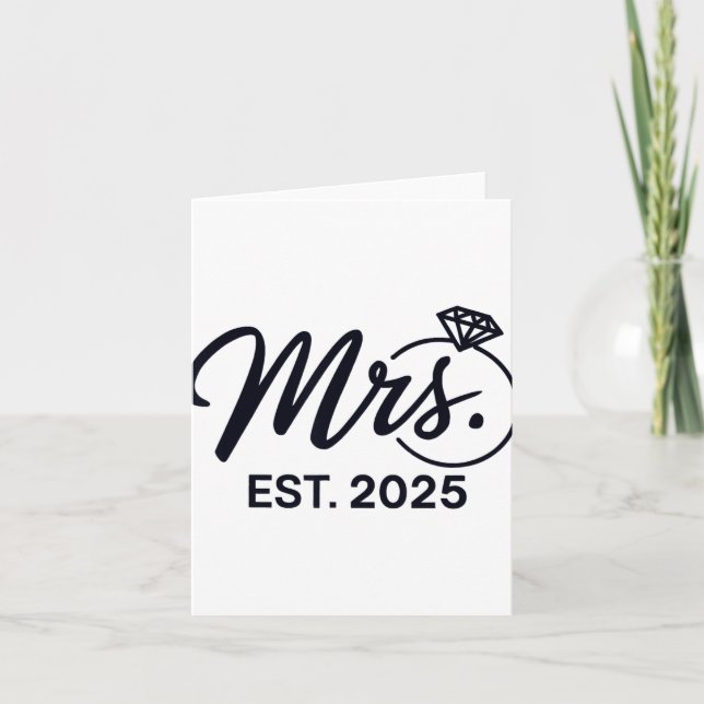 Mrs Est. 2025 Ny gifta Bröllop, Par, och Kort (Framsida)