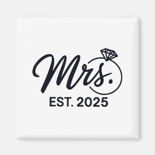 Mrs Est. 2025 Ny gifta Bröllop, Par, och Magnet