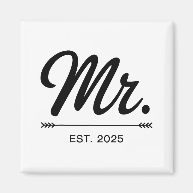 Mrs Est. 2025 Ny gifta Bröllopsfest Mr. och M Magnet (Framsidan)