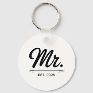 Mrs Est. 2025 Ny gifta Bröllopsfest Mr. och M Nyckelring