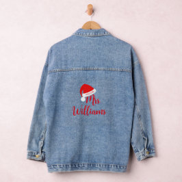 Mrs i Red Santa Hat Denim Jacka