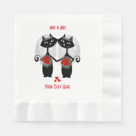 Mrs + Lesbisk Giftermål Cat Cute Brides Bröllop Pappersservett