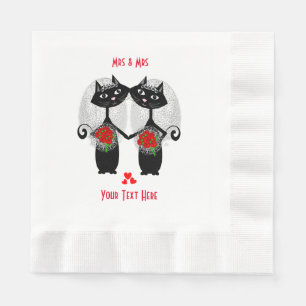 Mrs + Lesbisk Giftermål Cat Cute Brides Bröllop Pappersservett