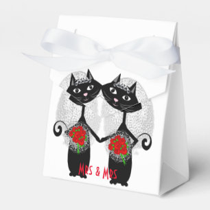 Mrs + Lesbisk Giftermål Cat Cute Brides Bröllop Presentaskar