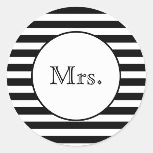 Mrs med Black & White Rand Runt Klistermärke