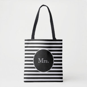 Mrs med Black & White Rand Tygkasse