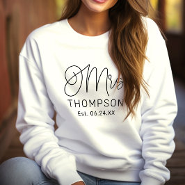 Mrs Monogram Brud Efternamn T Shirt