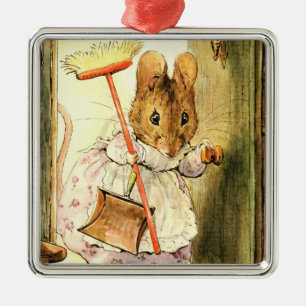 "Mrs Mouse Sweeps the Dollhouse" av Beatrix Potter Julgransprydnad Metall