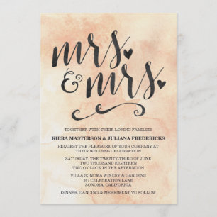 Mrs. & Mrs Lesbisk bröllopsinbjudan Inbjudningar
