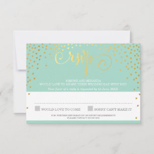 MRS & MRS OSA REPLY rustic guld konetti mynta Kort