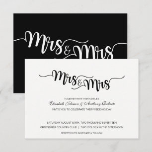 Mrs & Mrs. Script   Modern bröllopsinbjudan Inbjudningar