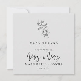 MRS & MRS Wedding Black Fancy Minimalist Branches Tack Kort