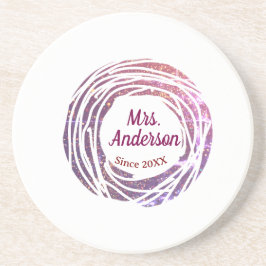 Mrs name pink mauve border since year wedding brid underlägg